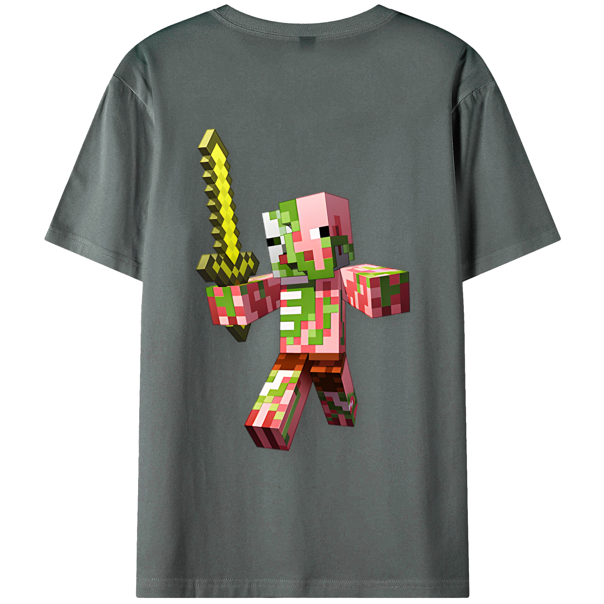 （画像用） マインクラフト ブロックの世界 Minecraft MC Block world 綿100％ メンズ半袖Tシャツ（バックプリント） 通気性